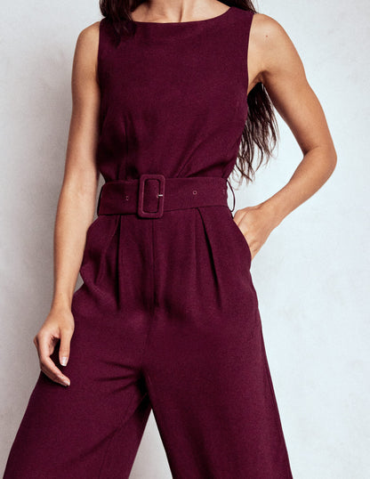 Gwen Slash Neck Jumpsuit-Dark Cherry-2