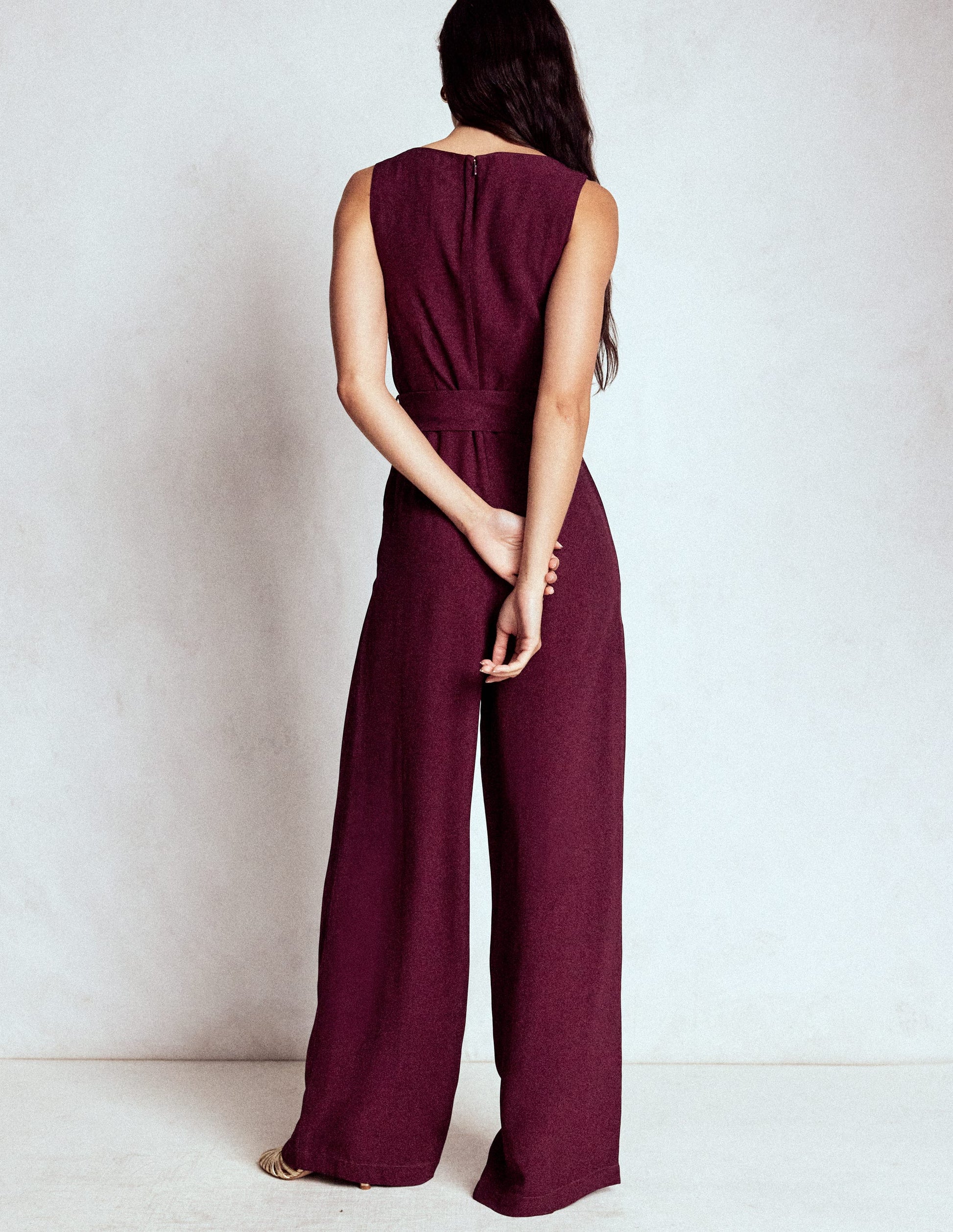 Gwen Slash Neck Jumpsuit-Dark Cherry-3