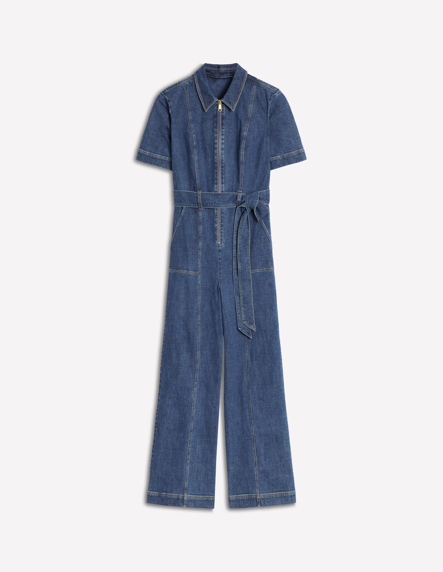 Zip Up Denim Jumpsuit-Mid Vintage