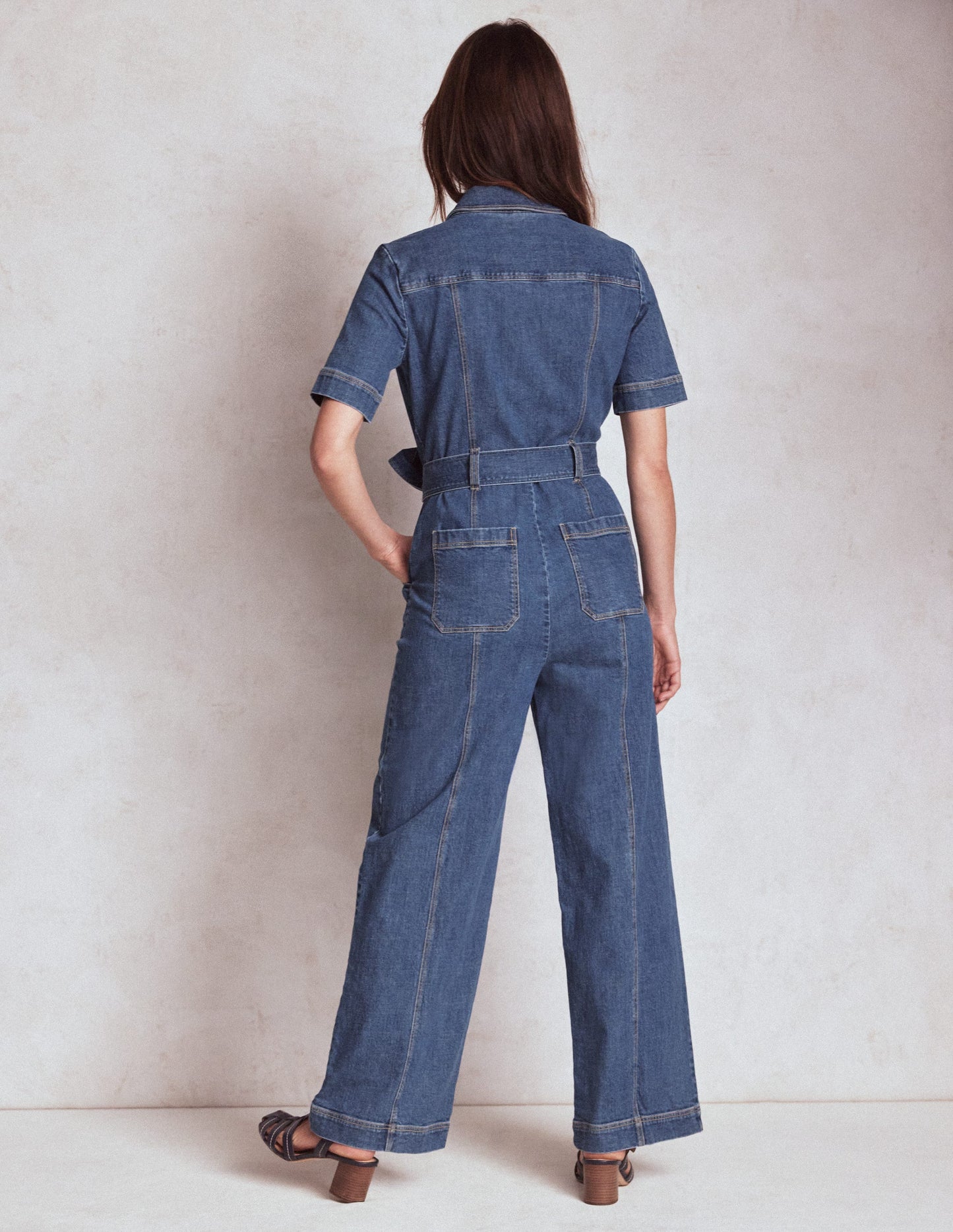 Zip Up Denim Jumpsuit-Mid Vintage