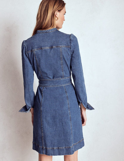 Bre Denim Short Dress-Mid Vintage Denim-3