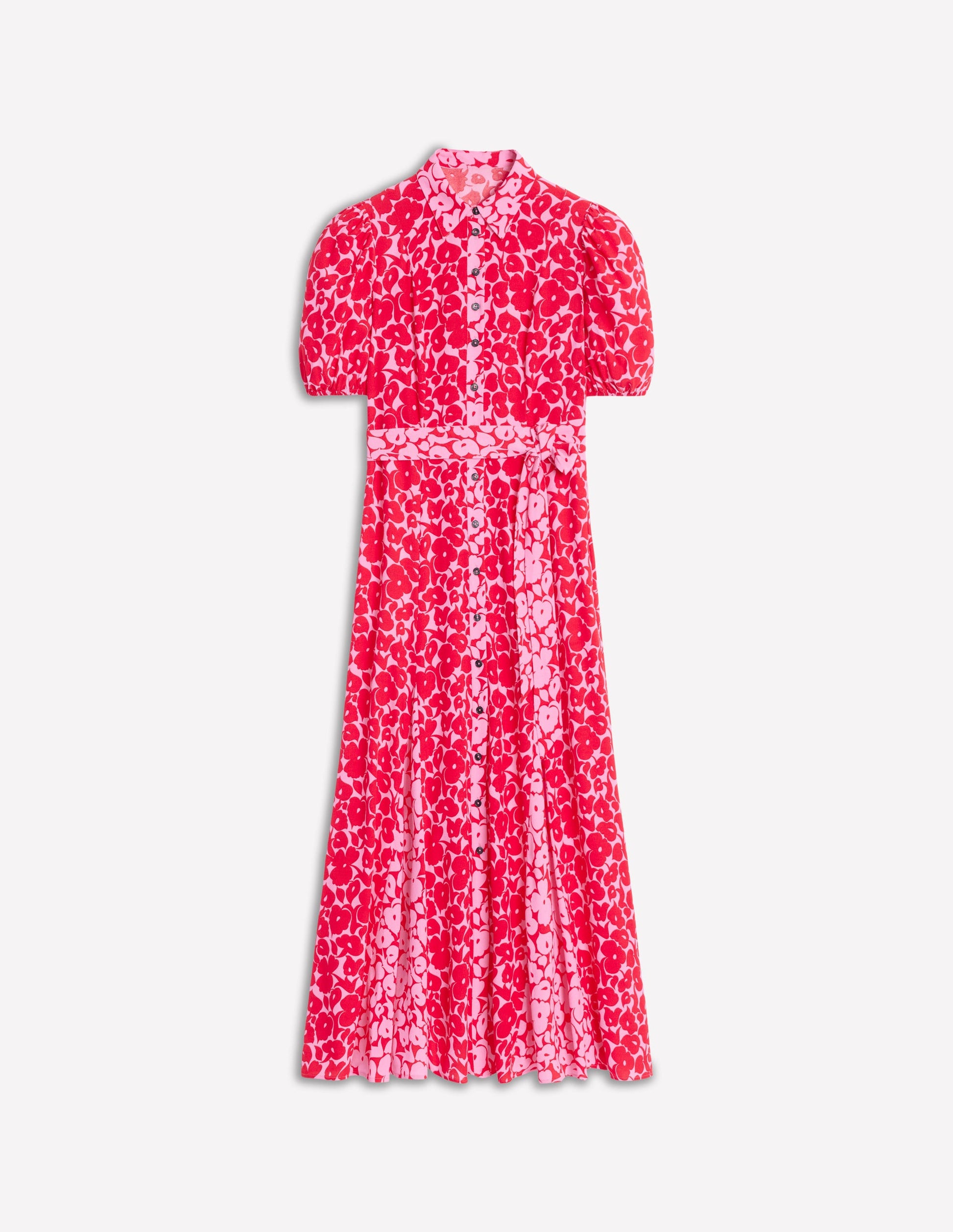 Alegra Midi Shirt Dress-Jewel Red, Leafy Grove-6