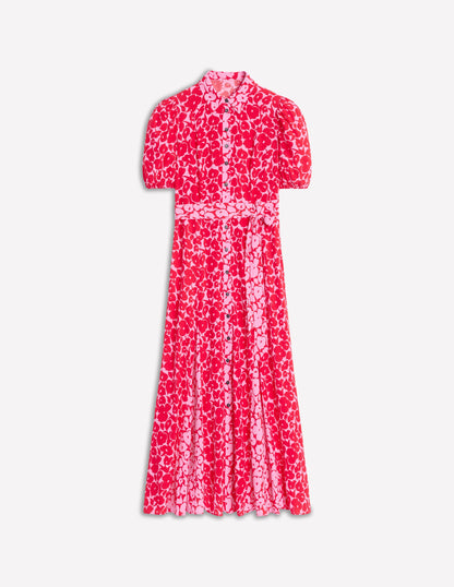 Alegra Midi Shirt Dress-Jewel Red, Leafy Grove-6