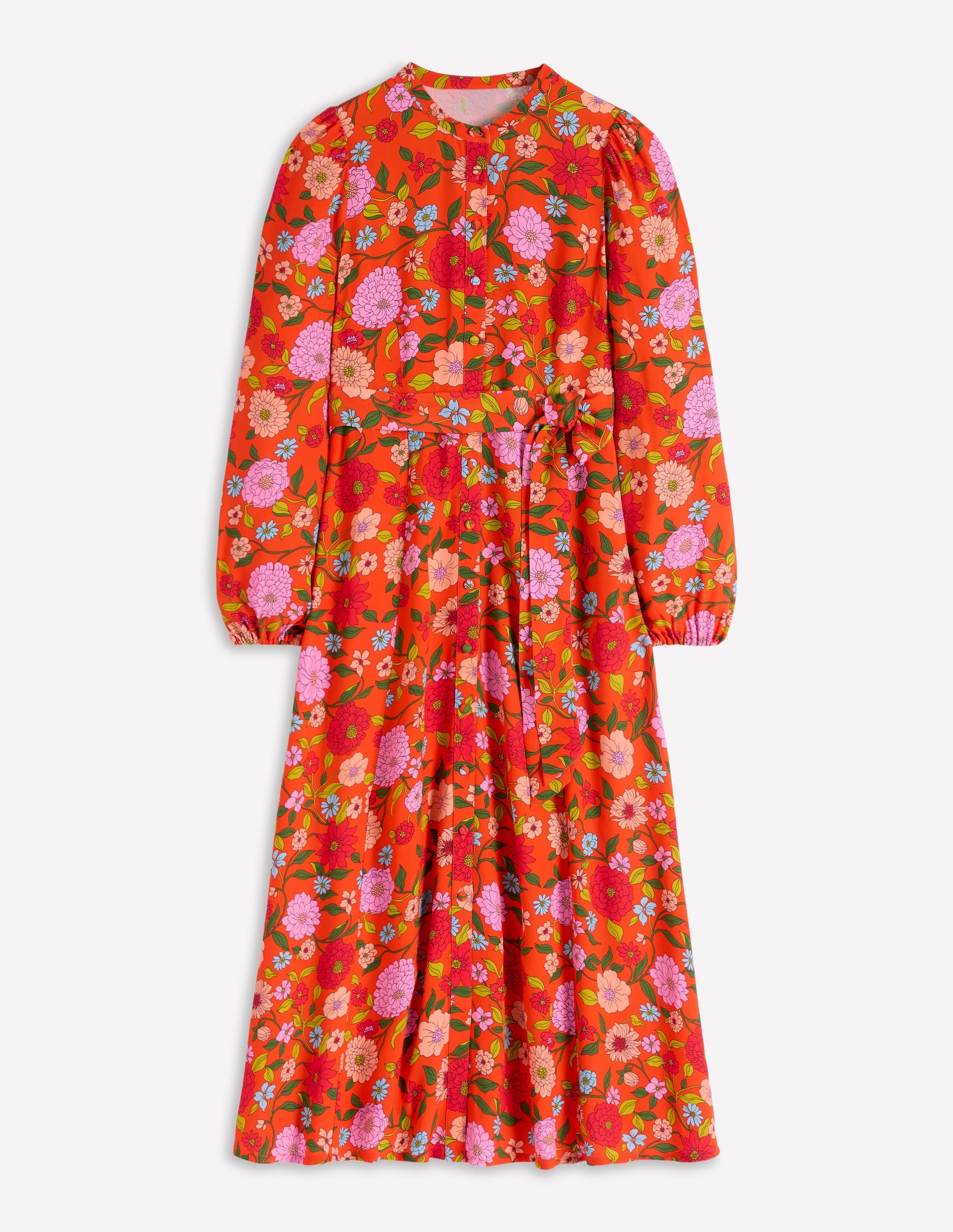 Mae Occasion Maxi Shirt Dress-Firecracker Red, Dahlia Trail-7