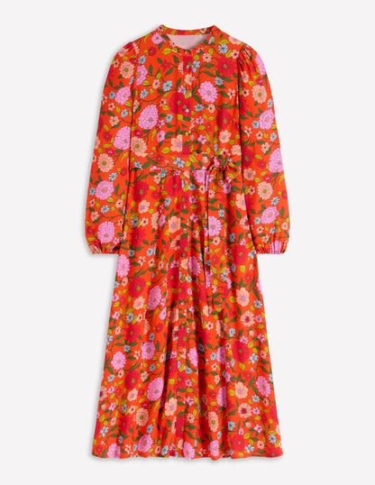 Mae Occasion Maxi Shirt Dress-Firecracker Red, Dahlia Trail-7
