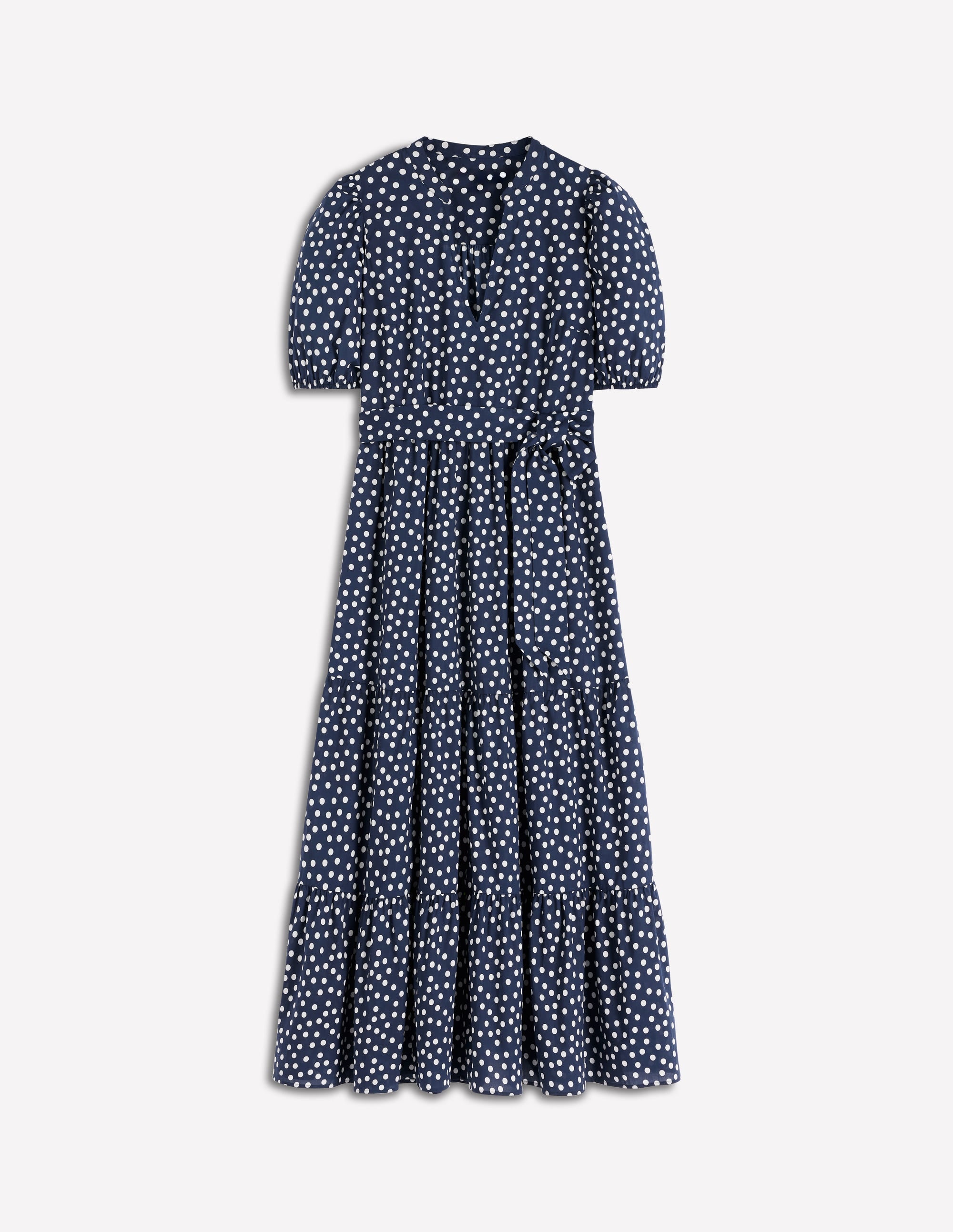 Christabel Cotton Midi Dress-French Navy, Painted Dot - Image 6