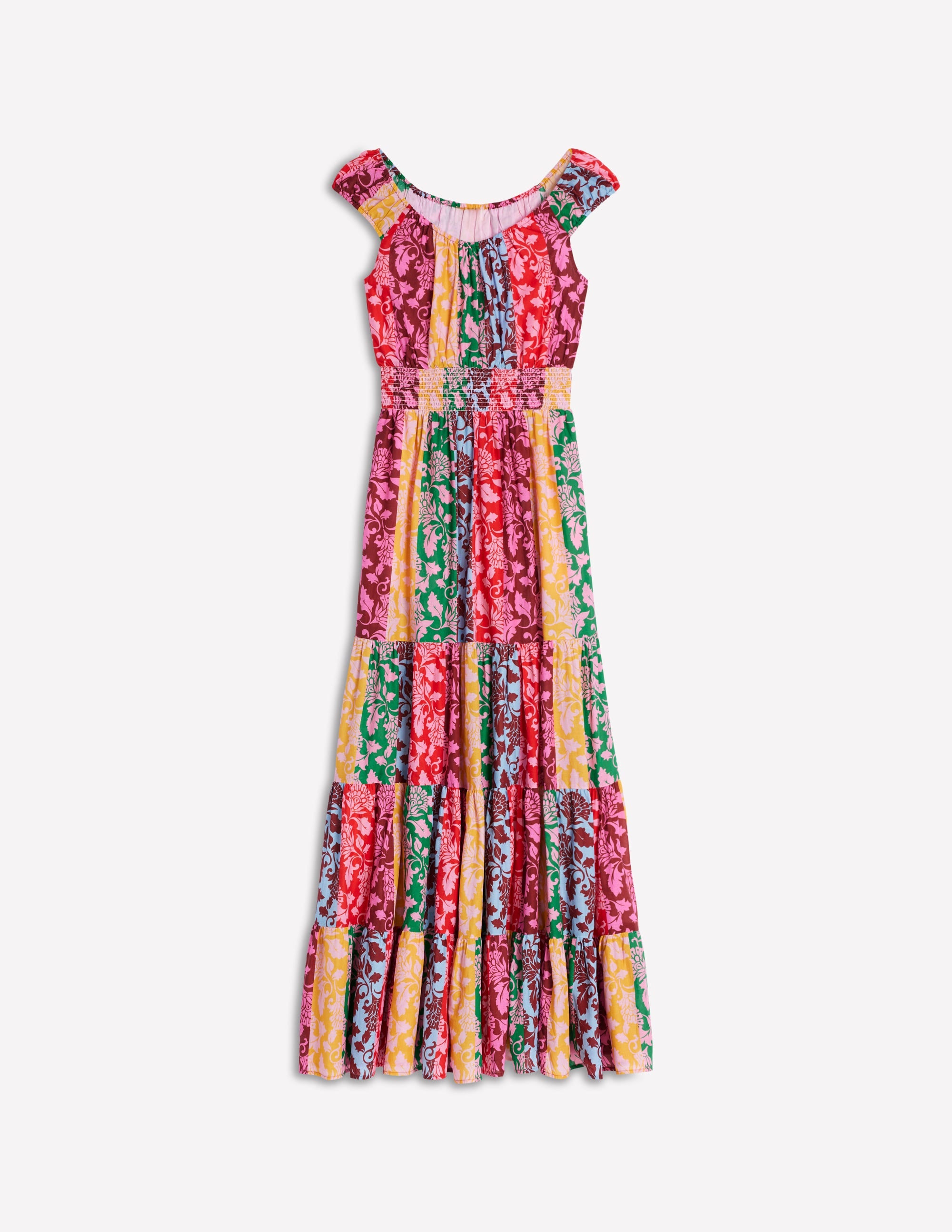 Scoop Cotton Tiered Dress-Multi, Ornate Vine - Image 6