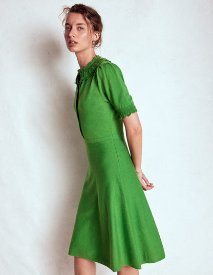 Melina Ruffle Knitted Dress-Paradise Green-4