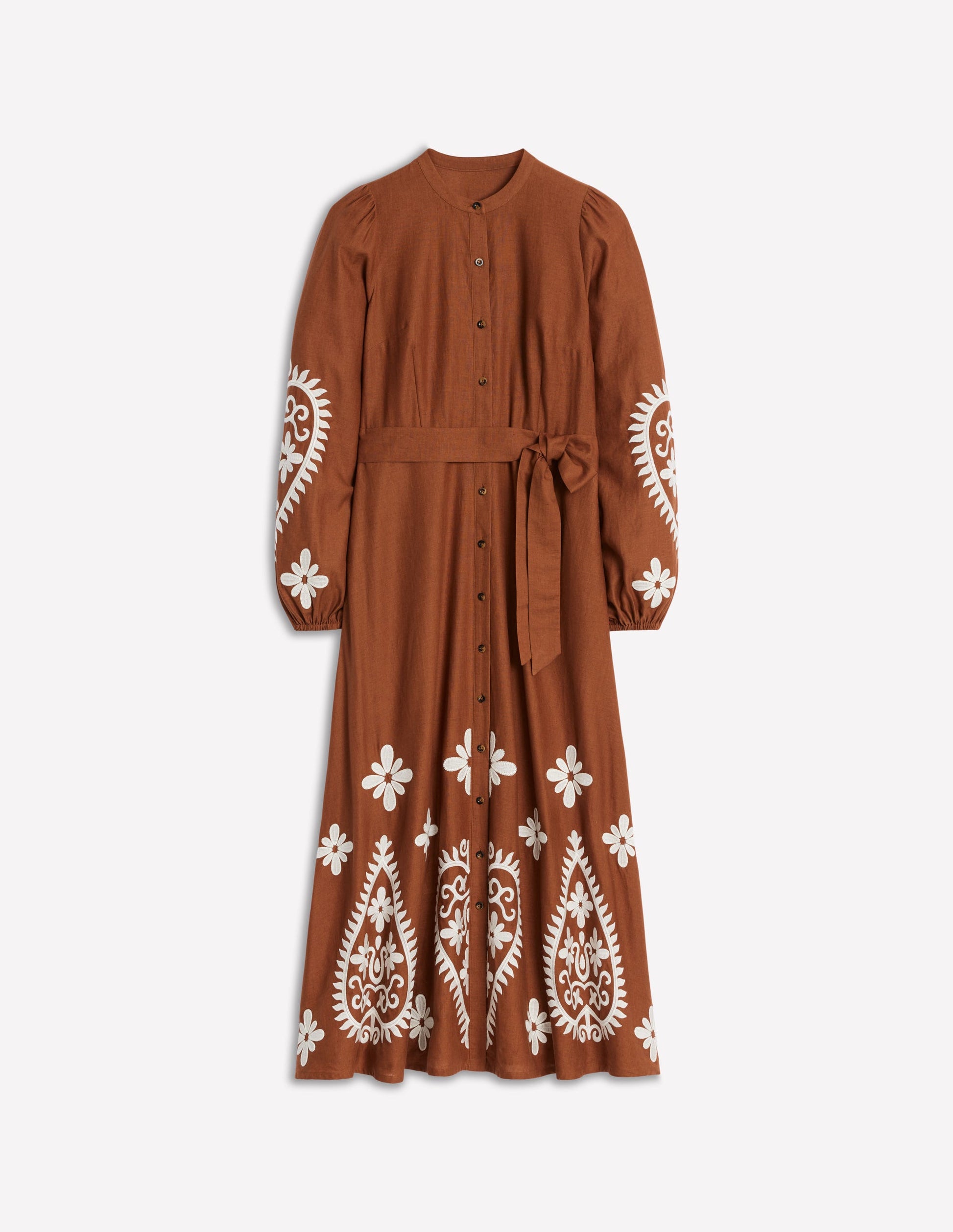 Mae Linen Blend Shirt Dress-Russet-7
