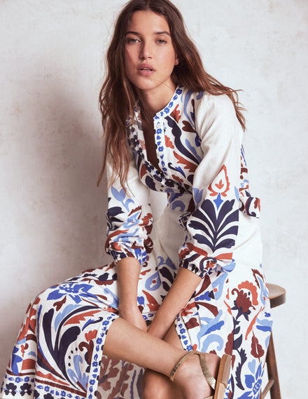 Mae Linen Blend Shirt Dress-Multi, Elaborate Garden