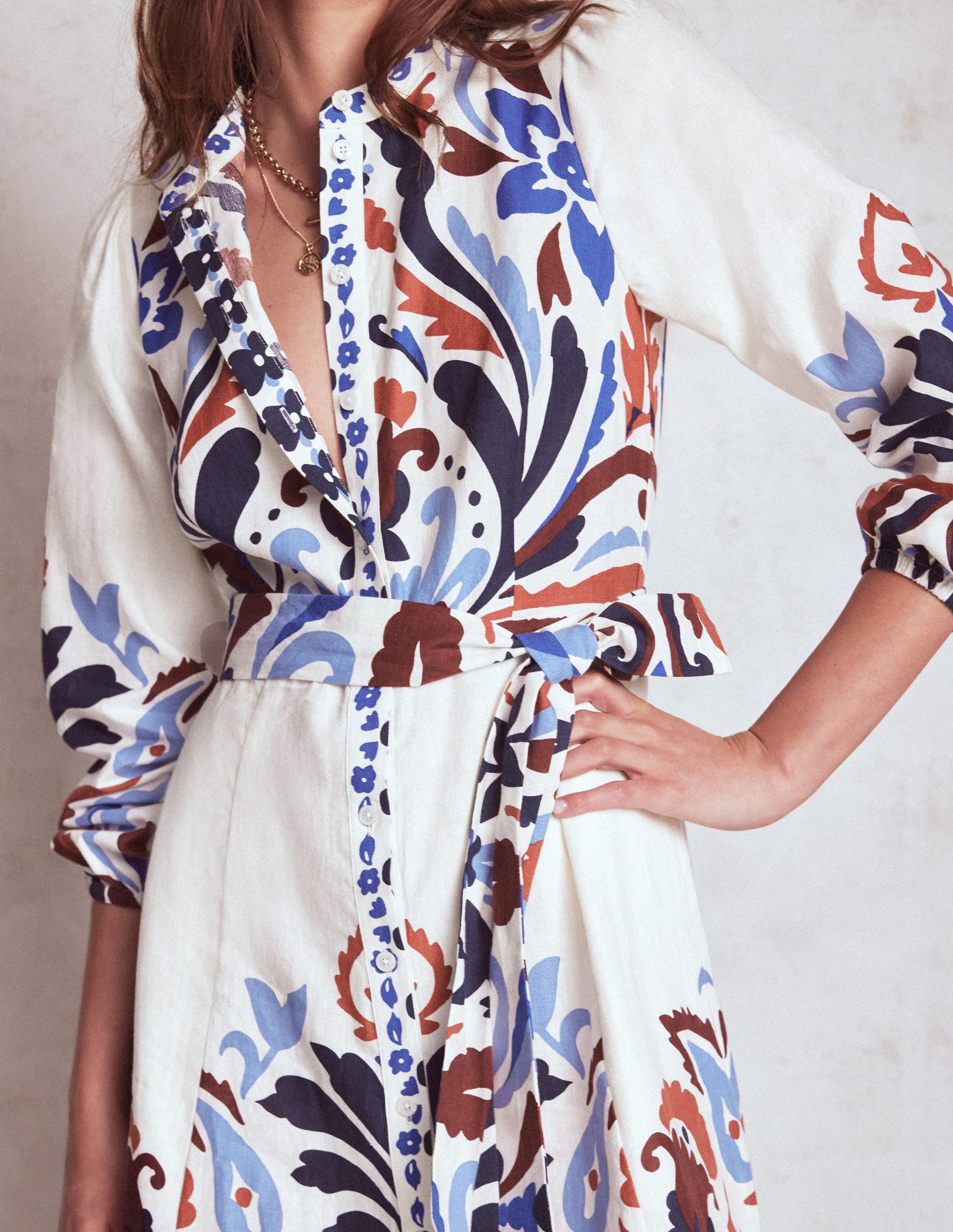 Mae Linen Blend Shirt Dress-Multi, Elaborate Garden-2
