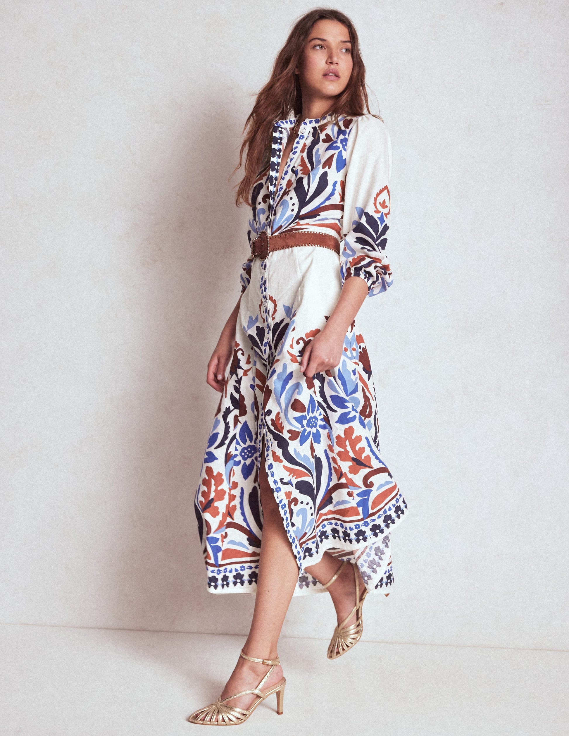 Mae Linen Blend Shirt Dress-Multi, Elaborate Garden-5