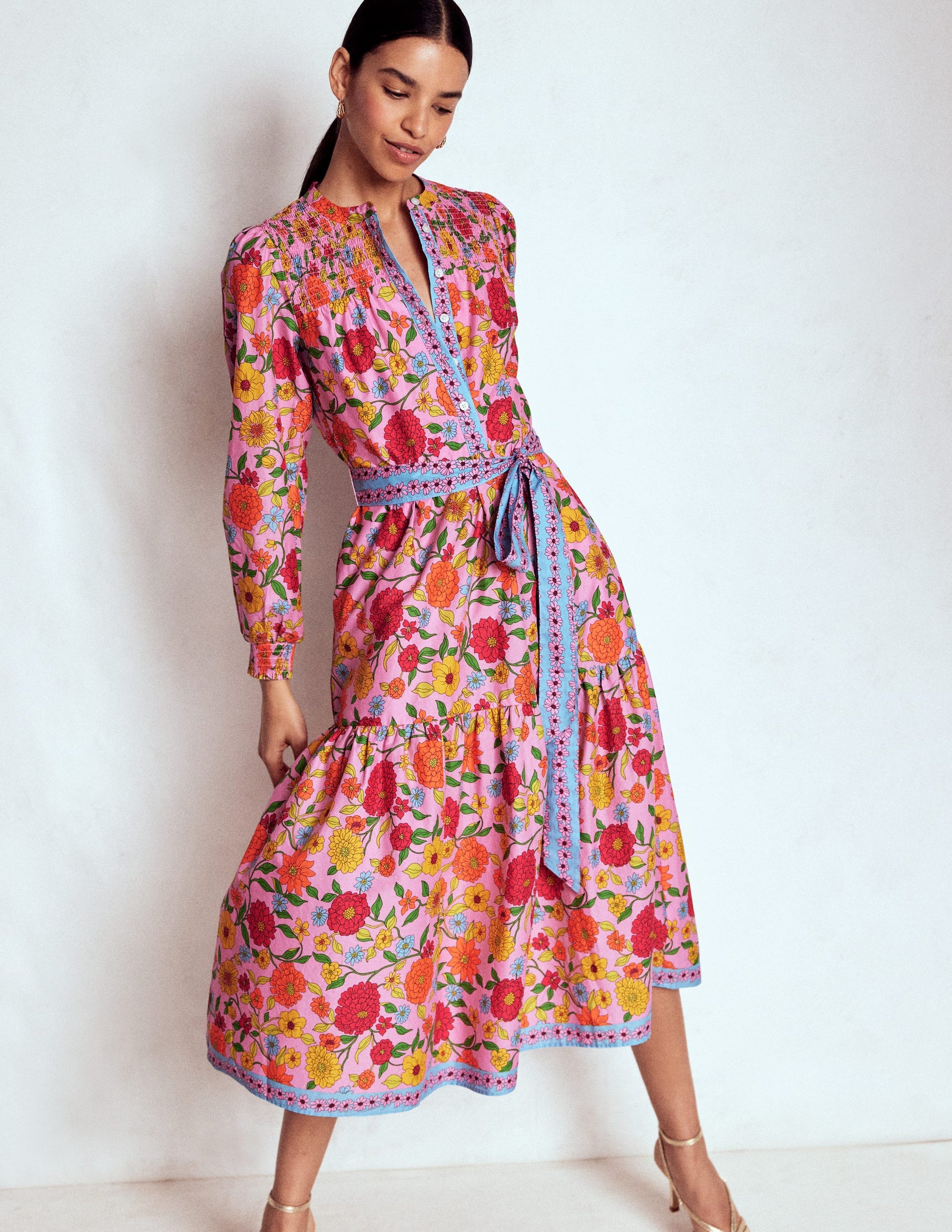 Cecily Cotton Midi Dress-Multi, Dahlia Trail-2