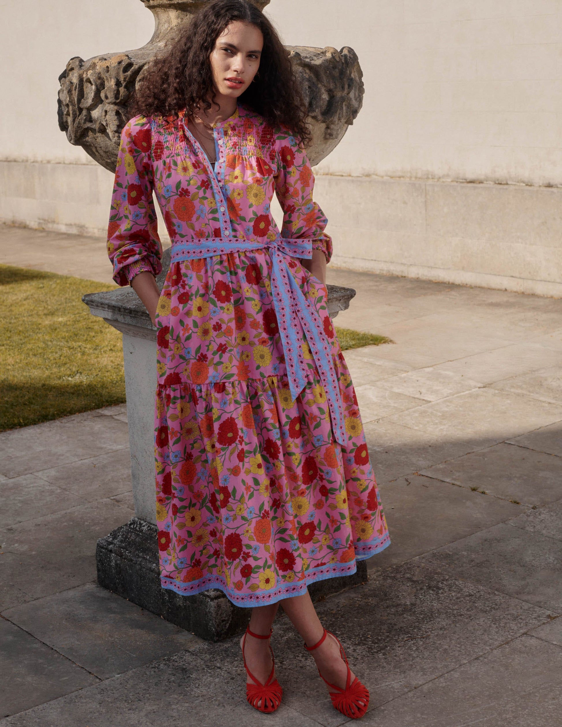 Cecily Cotton Midi Dress-Multi, Dahlia Trail-1