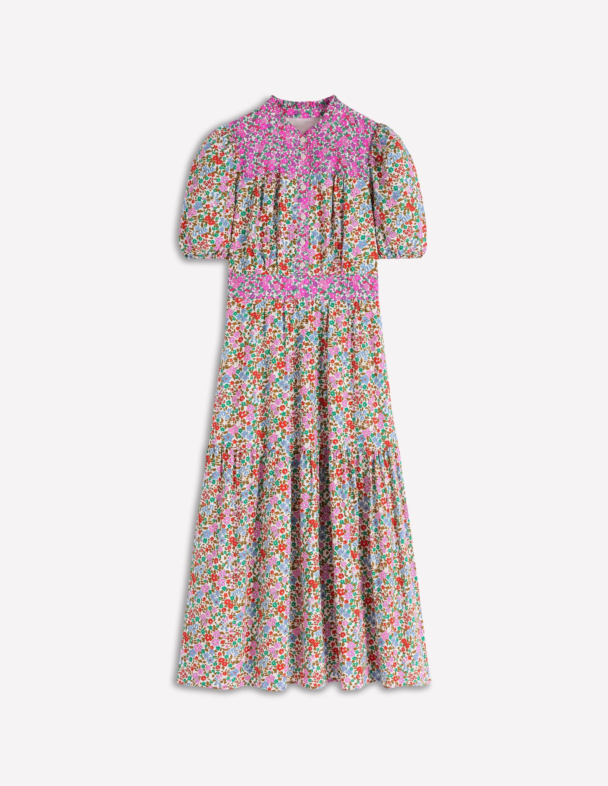 Beatrice Cotton Midi Dress-Multi, Flowerbed Cluster-6