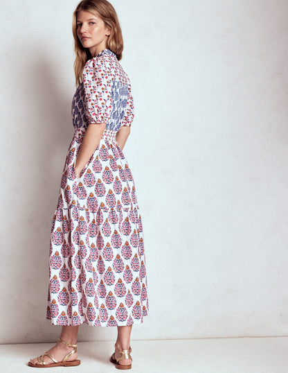 Beatrice Cotton Midi Dress-Multi, Wildflower Bouquet-4
