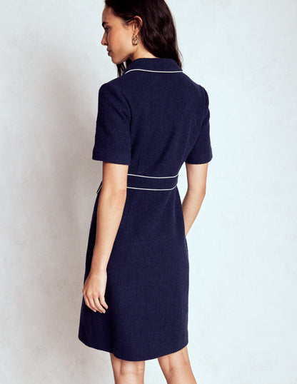 Eda Cotton Shift Dress-Navy-4