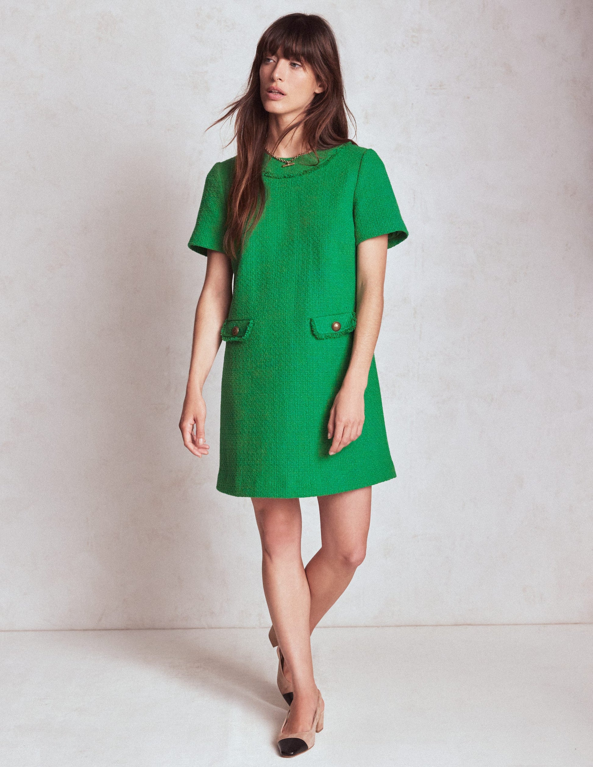 Evita Cotton Shift Dress-Rich Emerald-5
