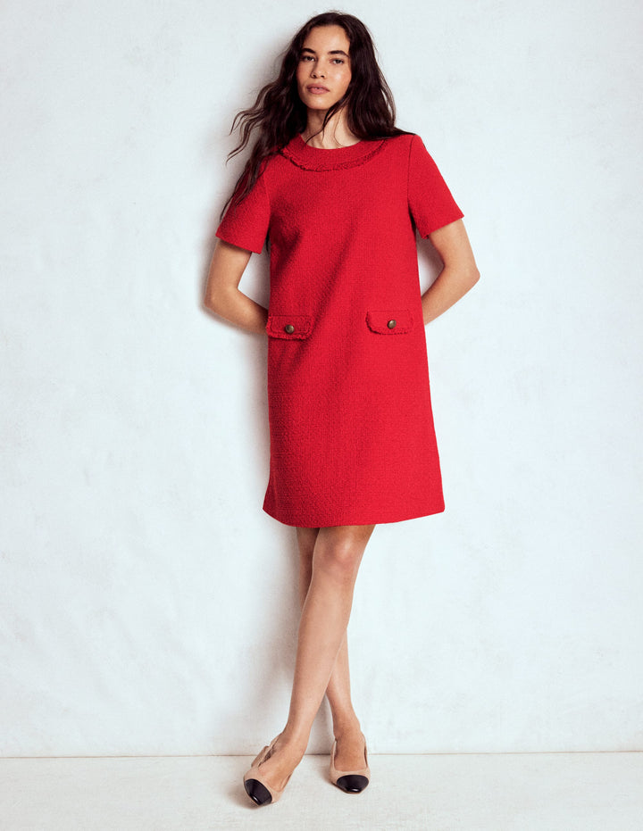Evita Cotton Shift Dress-Poppy Red