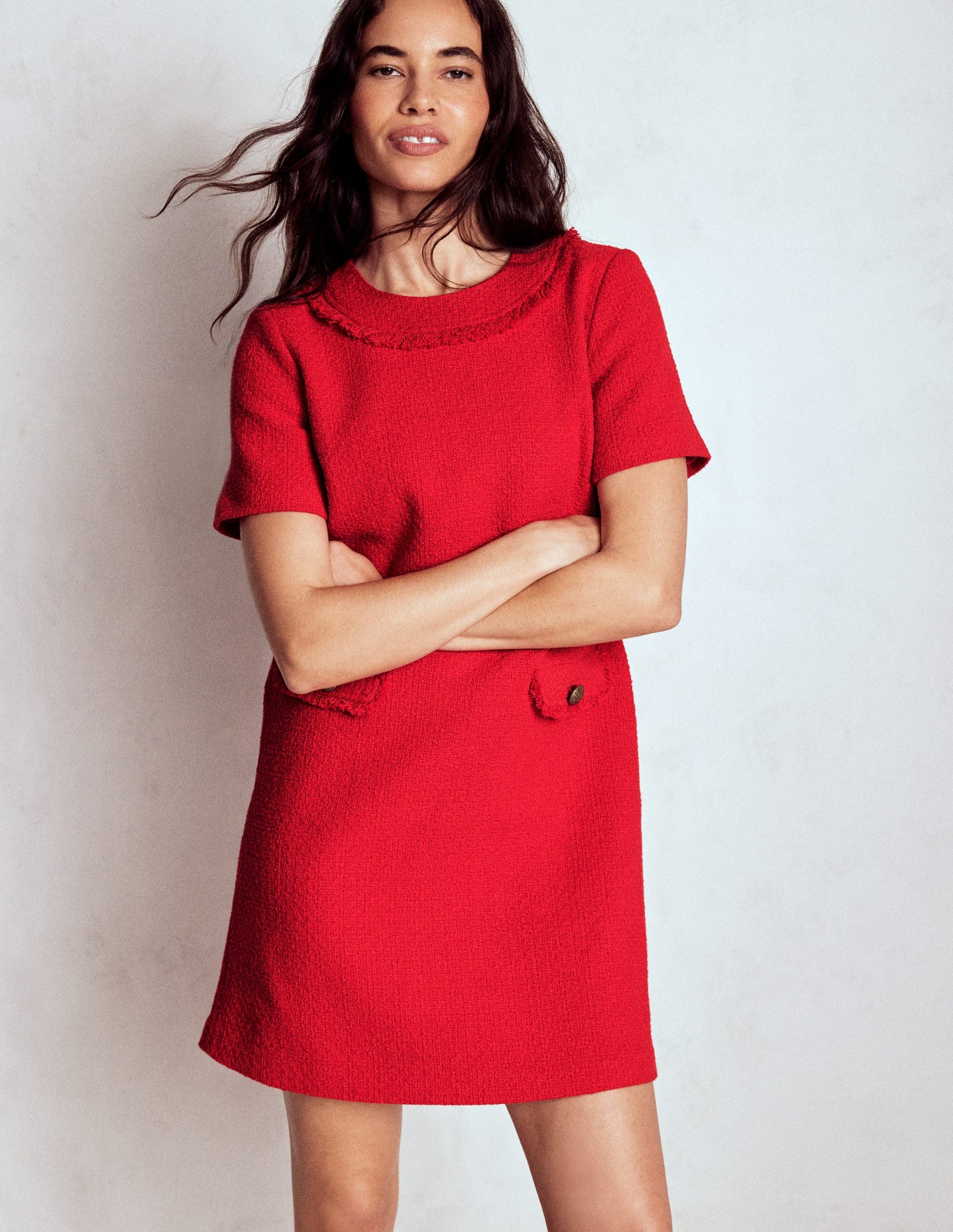 Evita Cotton Shift Dress-Poppy Red