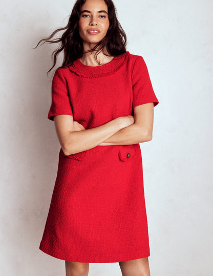 Evita Cotton Shift Dress-Poppy Red-4