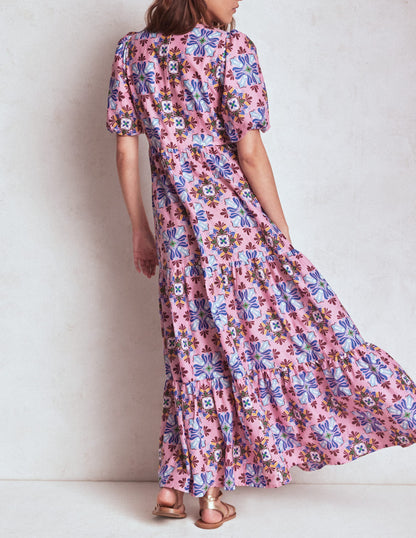 Tiered Poplin Dress-Formica Pink, Bloom Mosaic-3