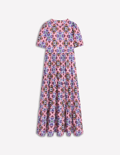Tiered Poplin Dress-Formica Pink, Bloom Mosaic-7