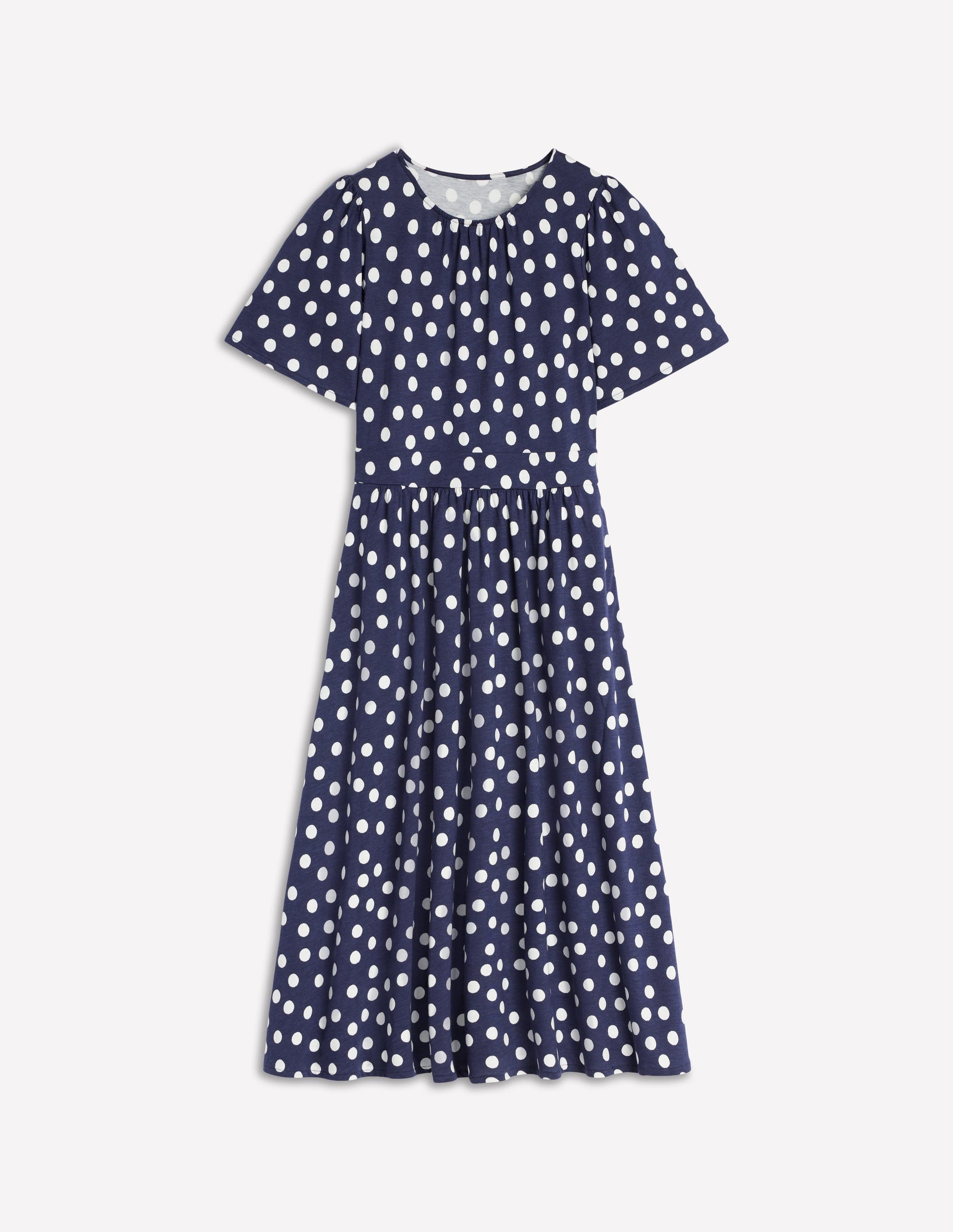 Louisa Jersey Midi Dress-French Navy, Painted Dot-6