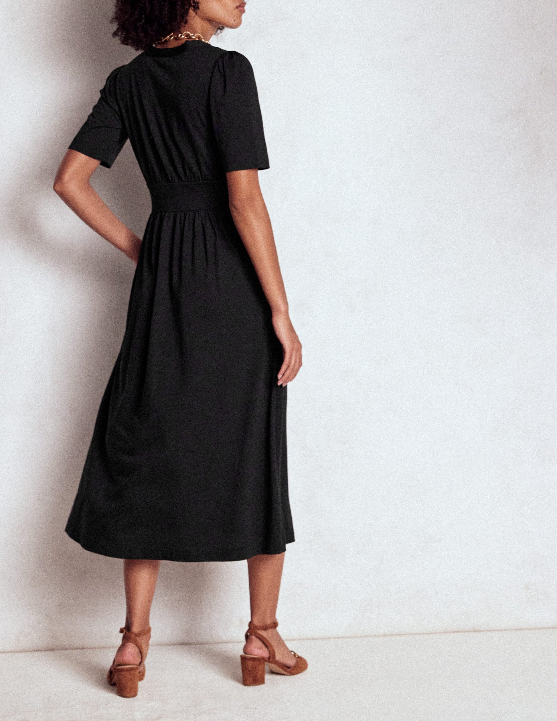 Natalia Jersey Tea Dress-Black-3