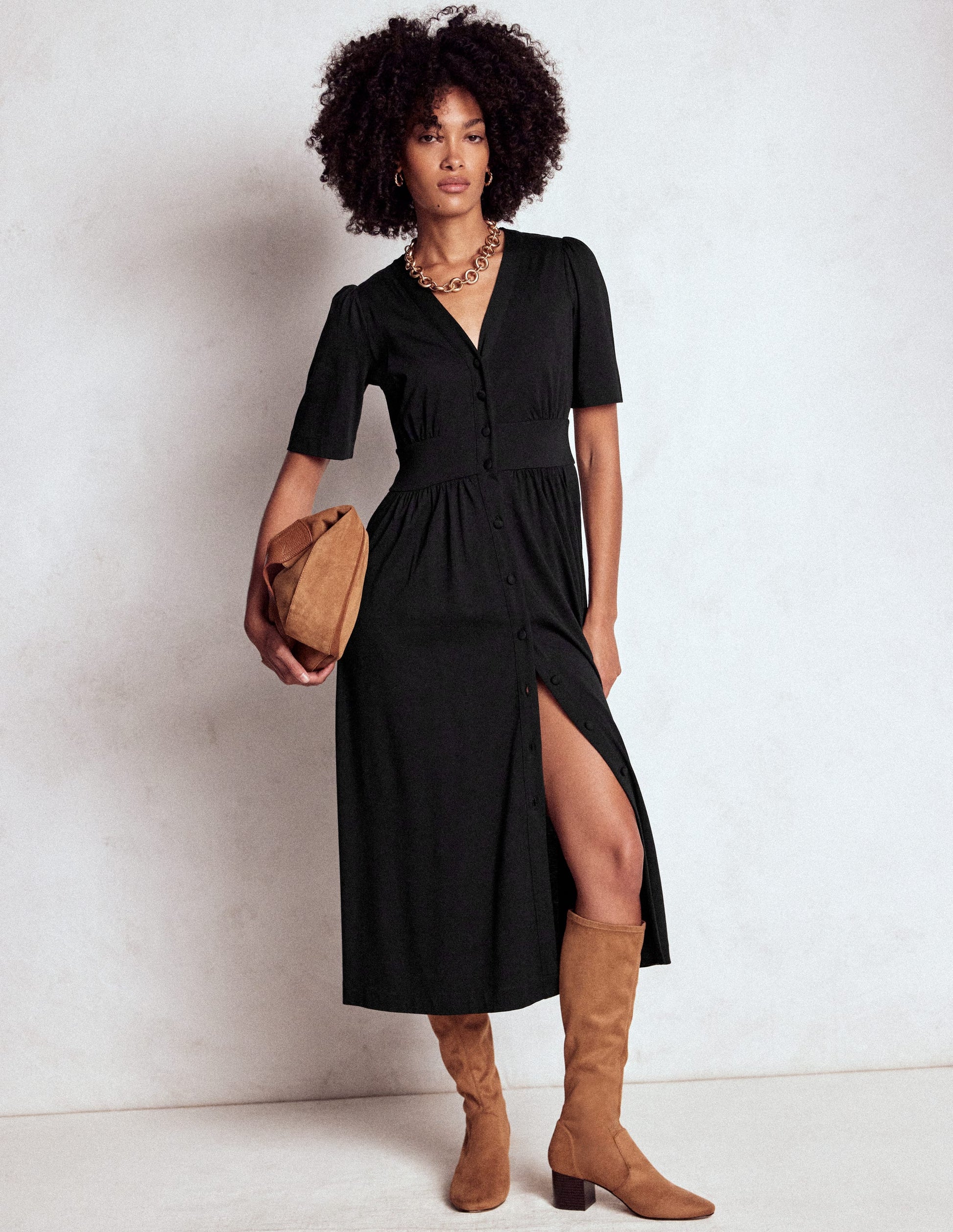 Natalia Jersey Tea Dress-Black-5