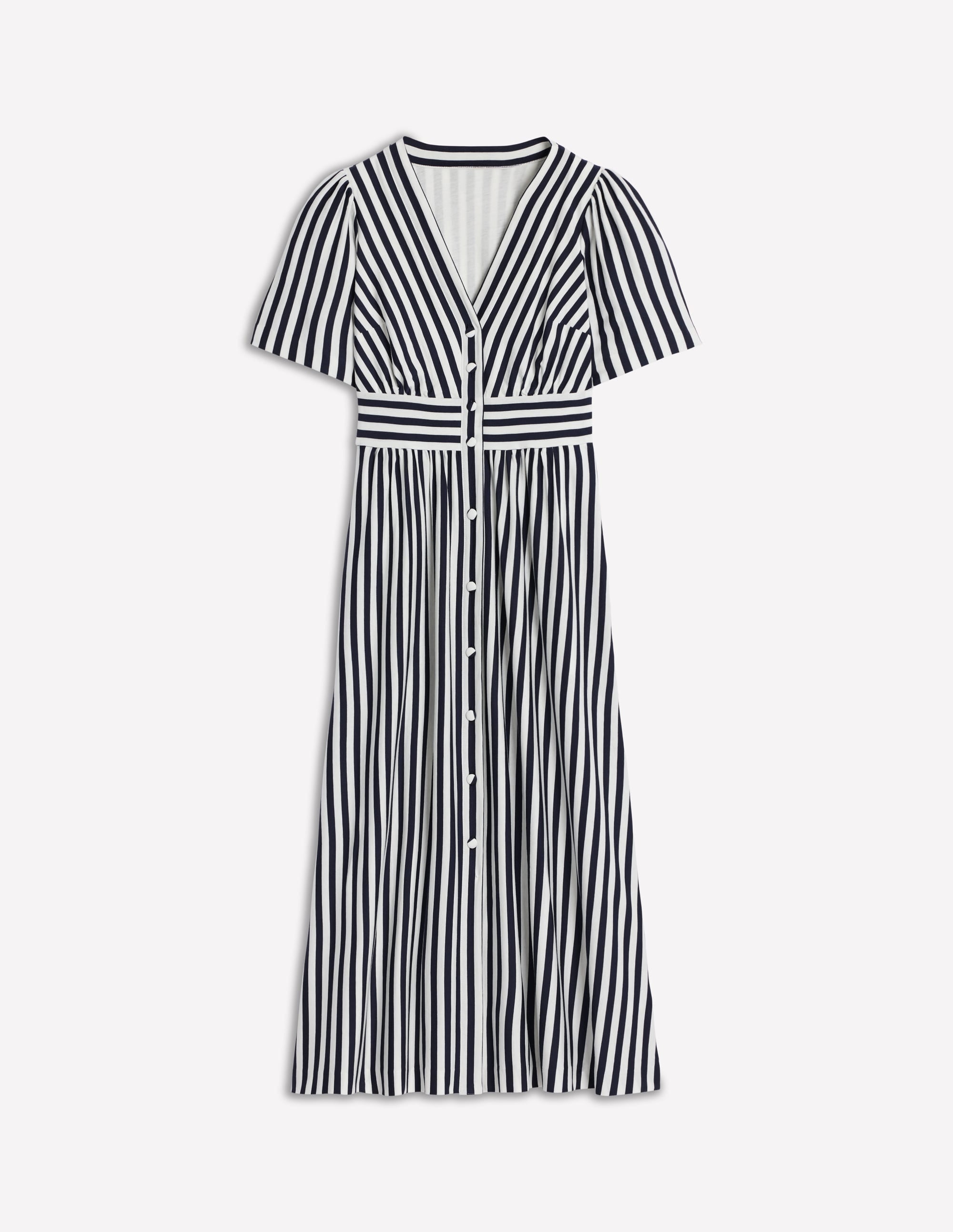 Natalia Jersey Tea Dress-French Navy, Ivory Stripe - Image 6