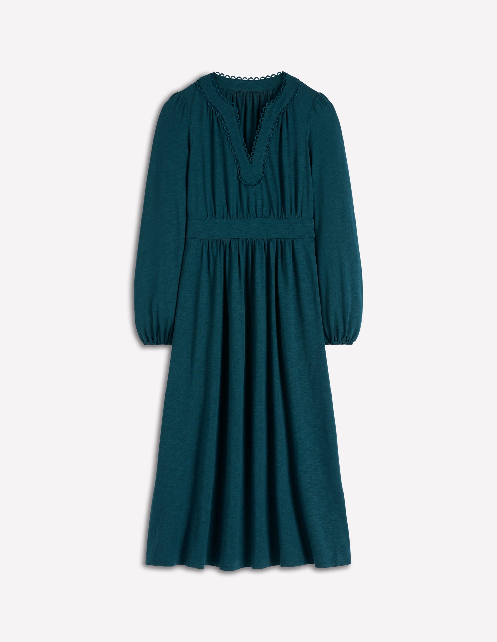 Maddie Picot Trim Midi Dress-Midnight Teal-7