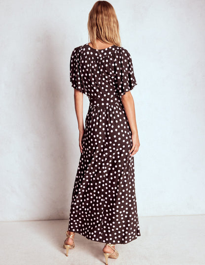 Yoke Panel Maxi Dress-Brown Spot-4