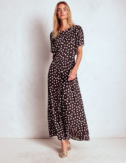 Yoke Panel Maxi Dress-Brown Spot-5
