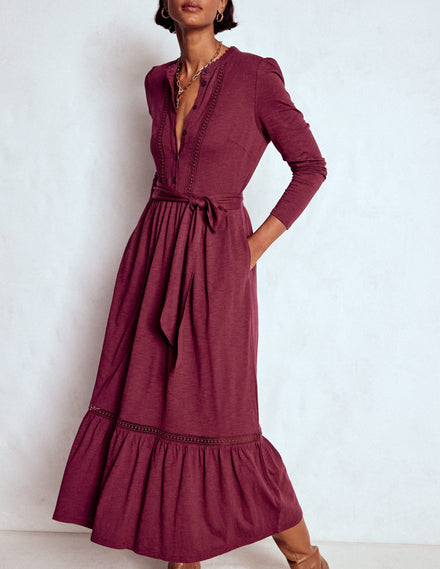 Edwina Jersey Shirt Dress-Deep Wisteria