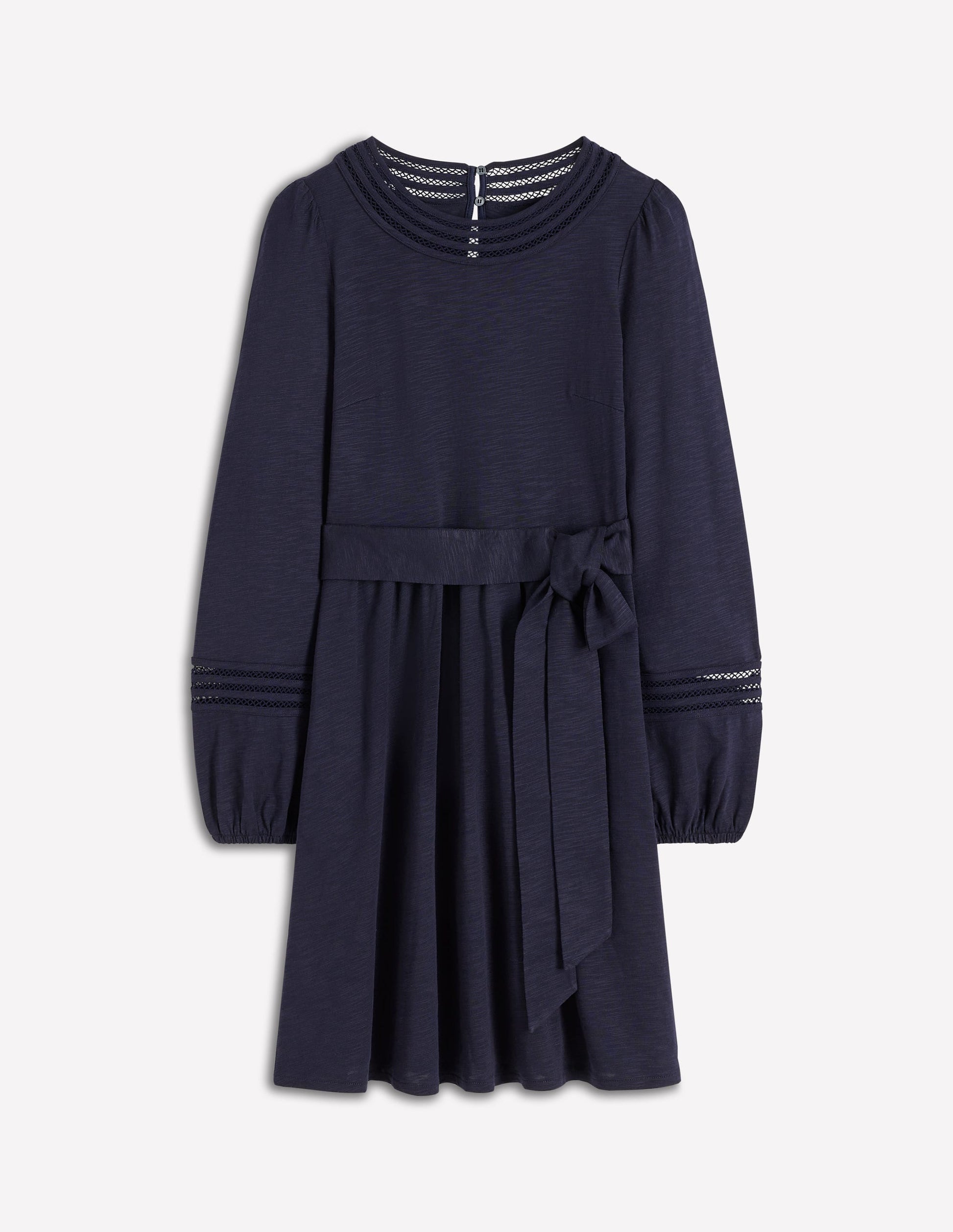 Athina Trim Insert Short Dress-Navy-5
