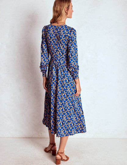 Alexandra Jersey Midi Dress-Kingfisher Blue, Floweret Vine-4