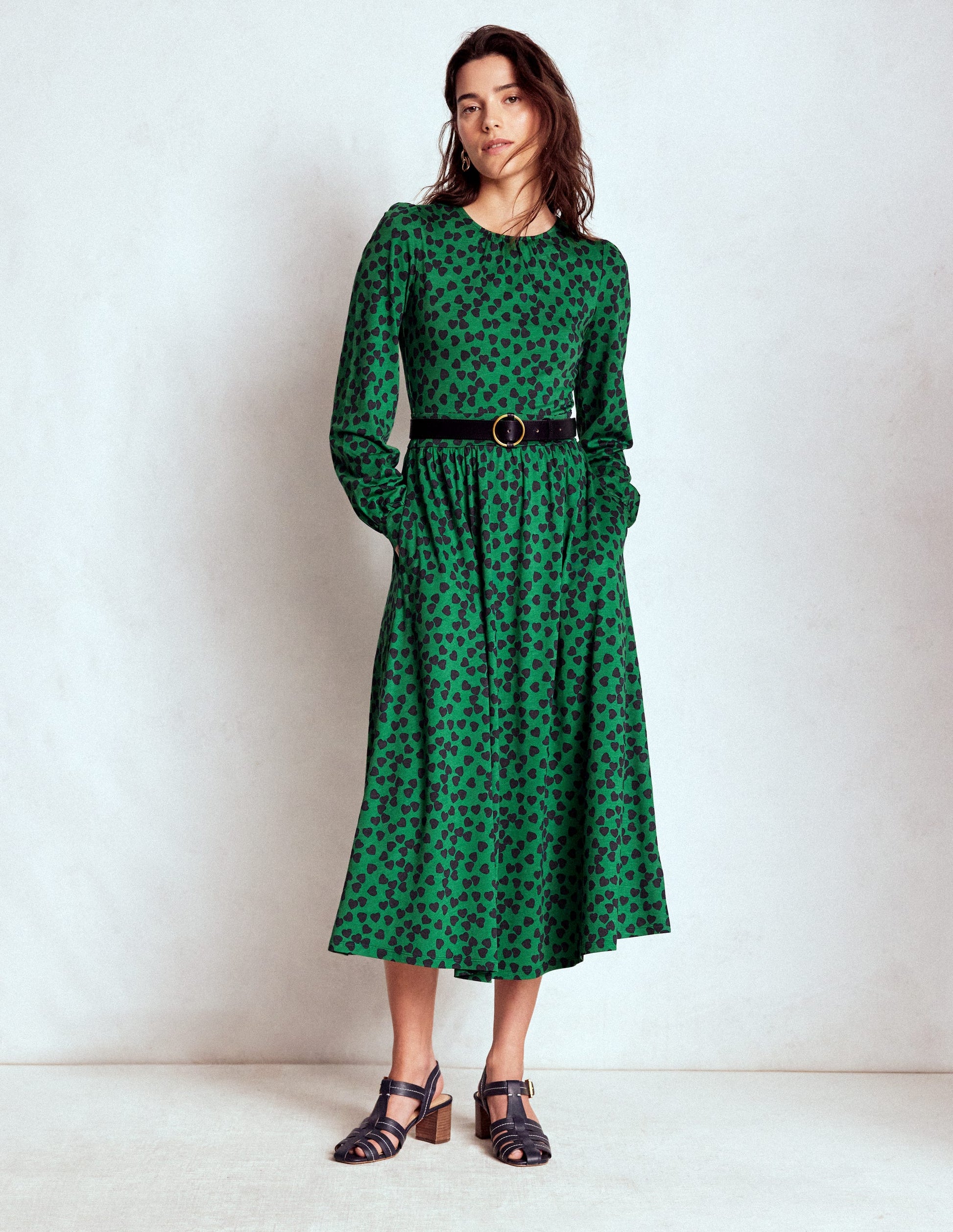 Alexandra Jersey Midi Dress-French Navy, Heart Cascade-5