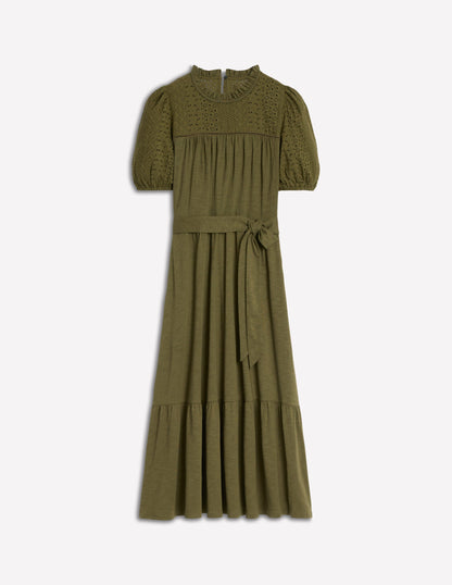 Lorelei Broderie Jersey Dress-Woodland Green-8