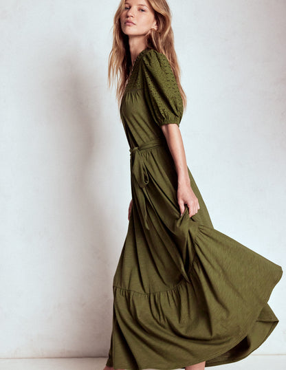 Lorelei Broderie Jersey Dress-Woodland Green-6