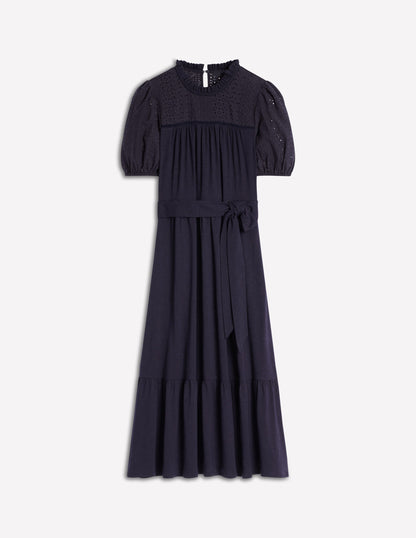 Lorelei Broderie Jersey Dress-Navy-5