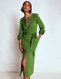 Pippa Broderie Jersey Dress-Promenade Green