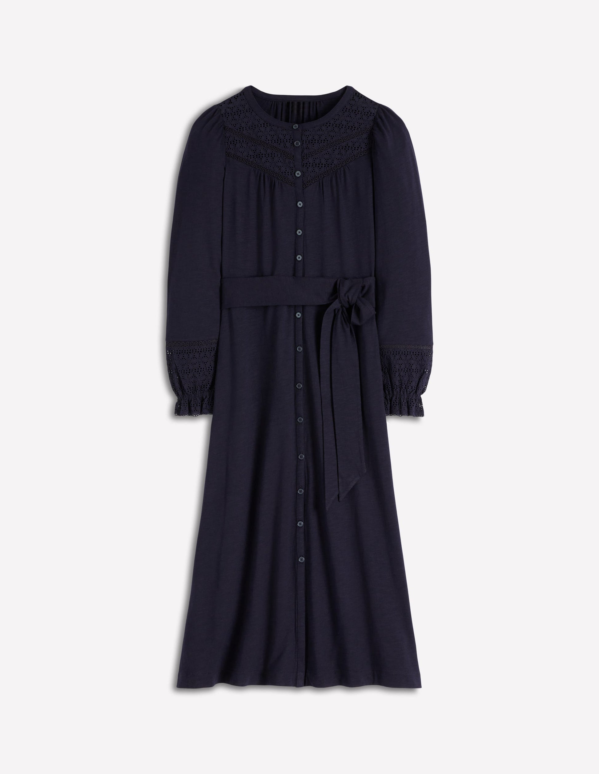 Pippa Broderie Jersey Dress-Navy-6