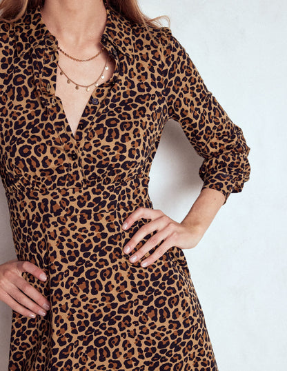 Orla Short Jersey Shirt Dress-Cheetah Pop-3