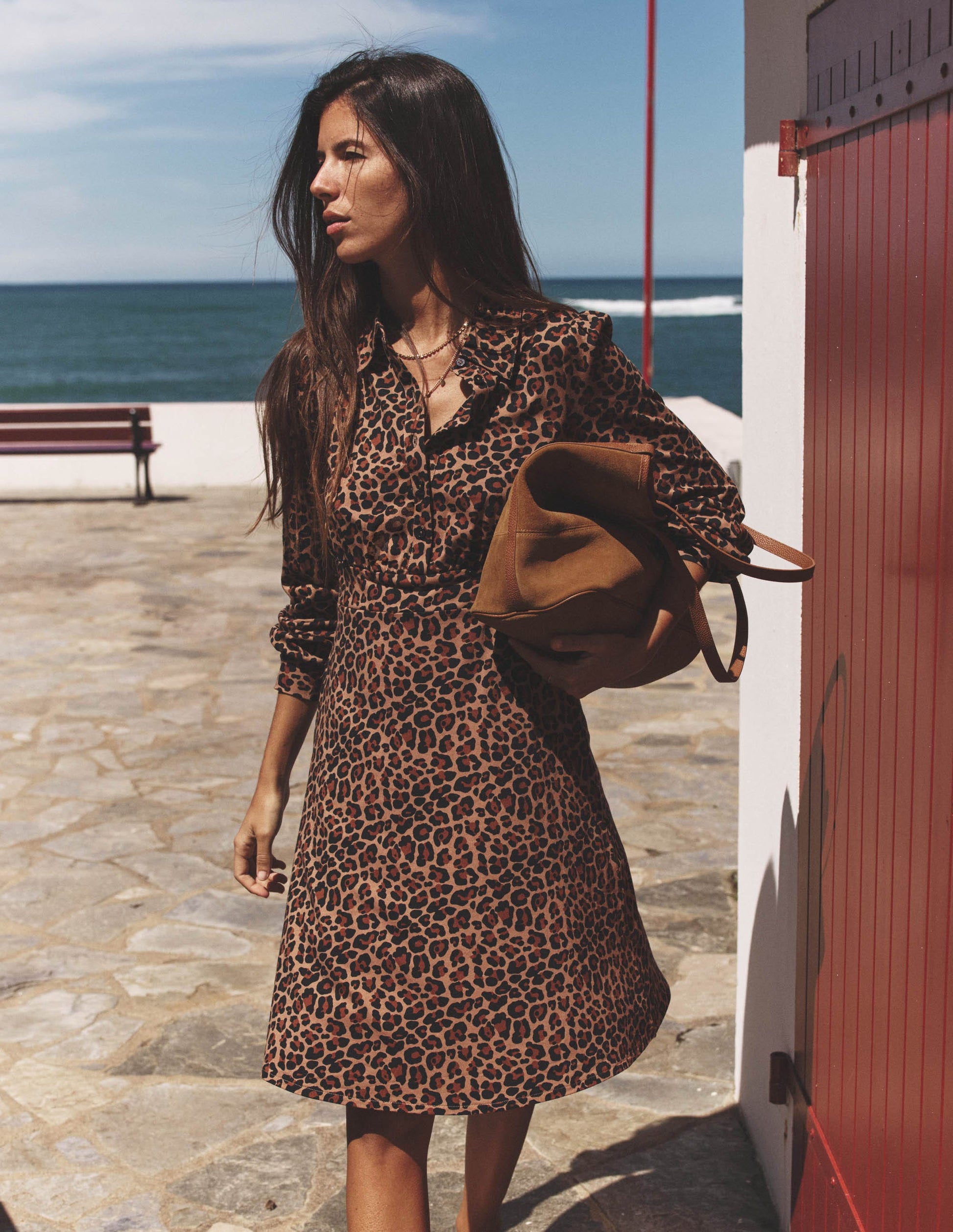 Orla Short Jersey Shirt Dress-Cheetah Pop-1