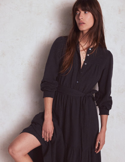Cecily Double Cloth Midi Dress-Midnight Blue-1