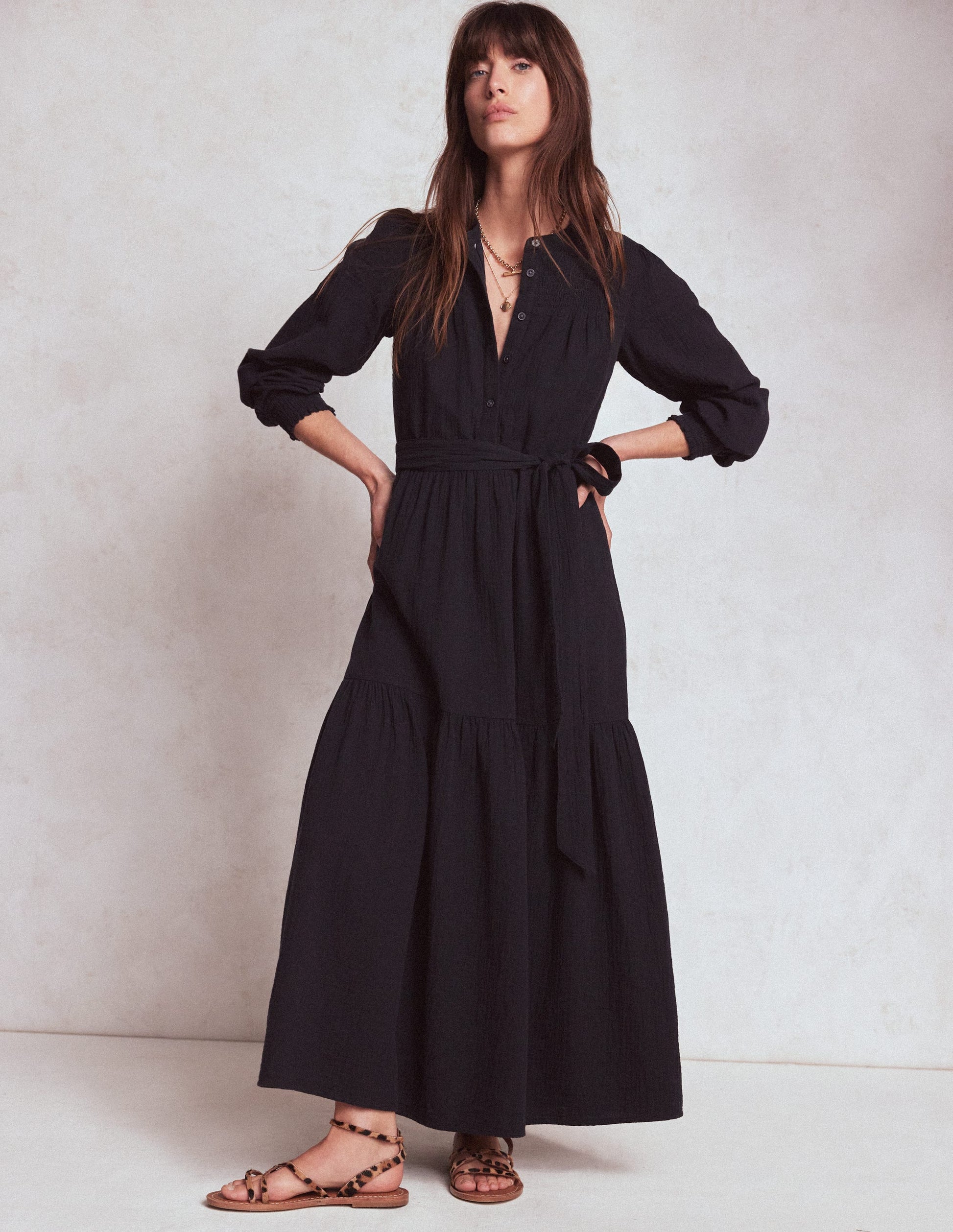Cecily Double Cloth Midi Dress-Midnight Blue-5
