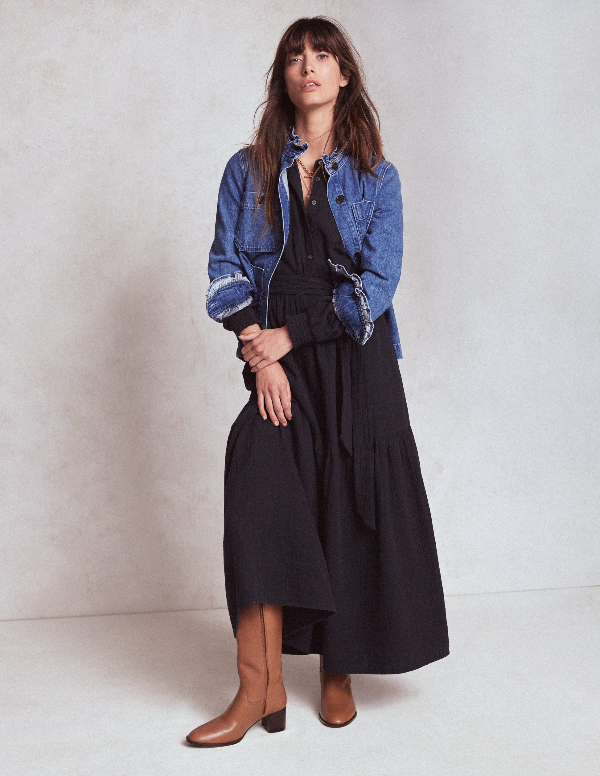 Cecily Double Cloth Midi Dress-Midnight Blue-6