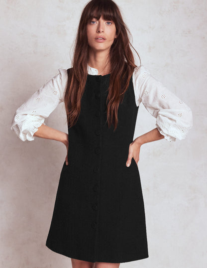 Cotton Texture Shift Dress-Black-1