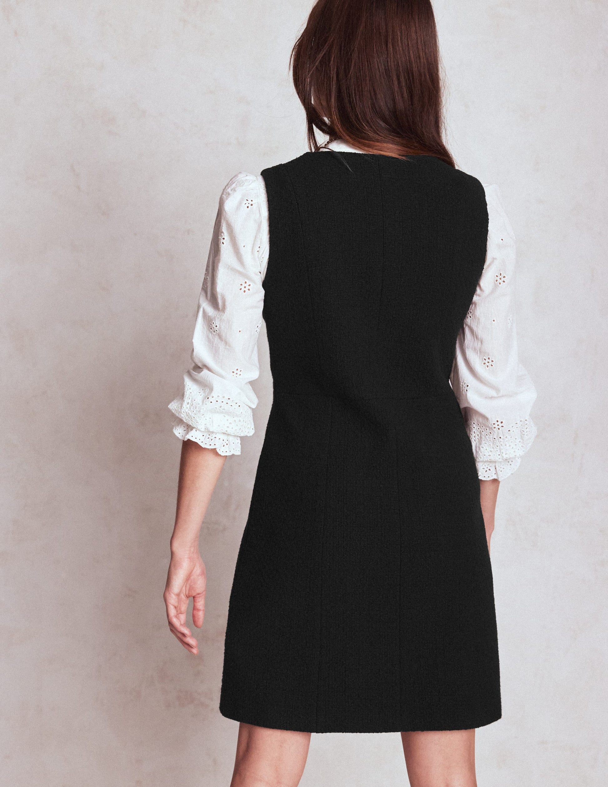 Cotton Texture Shift Dress-Black-2